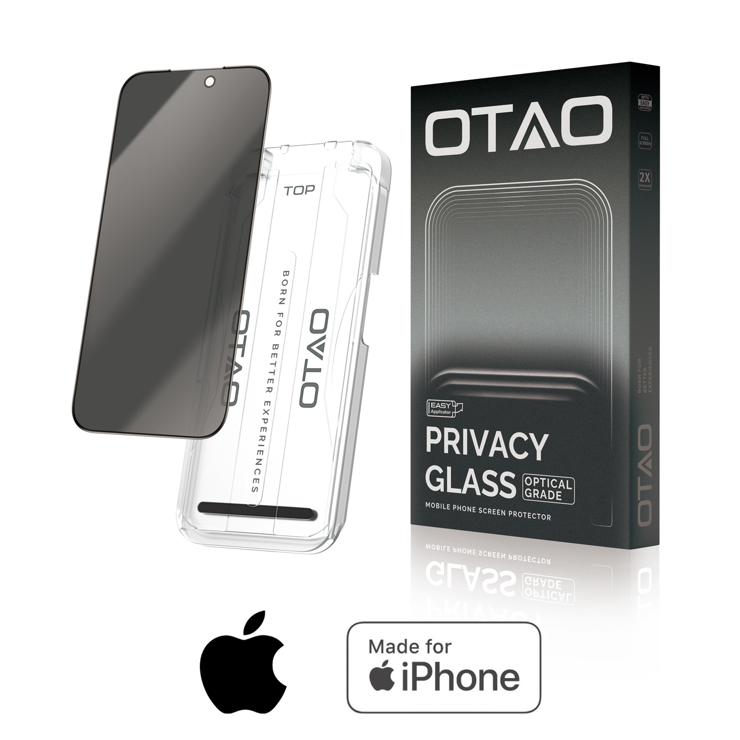 Vidrio Templado iPhone Antiespía. Incluye colocador preciso