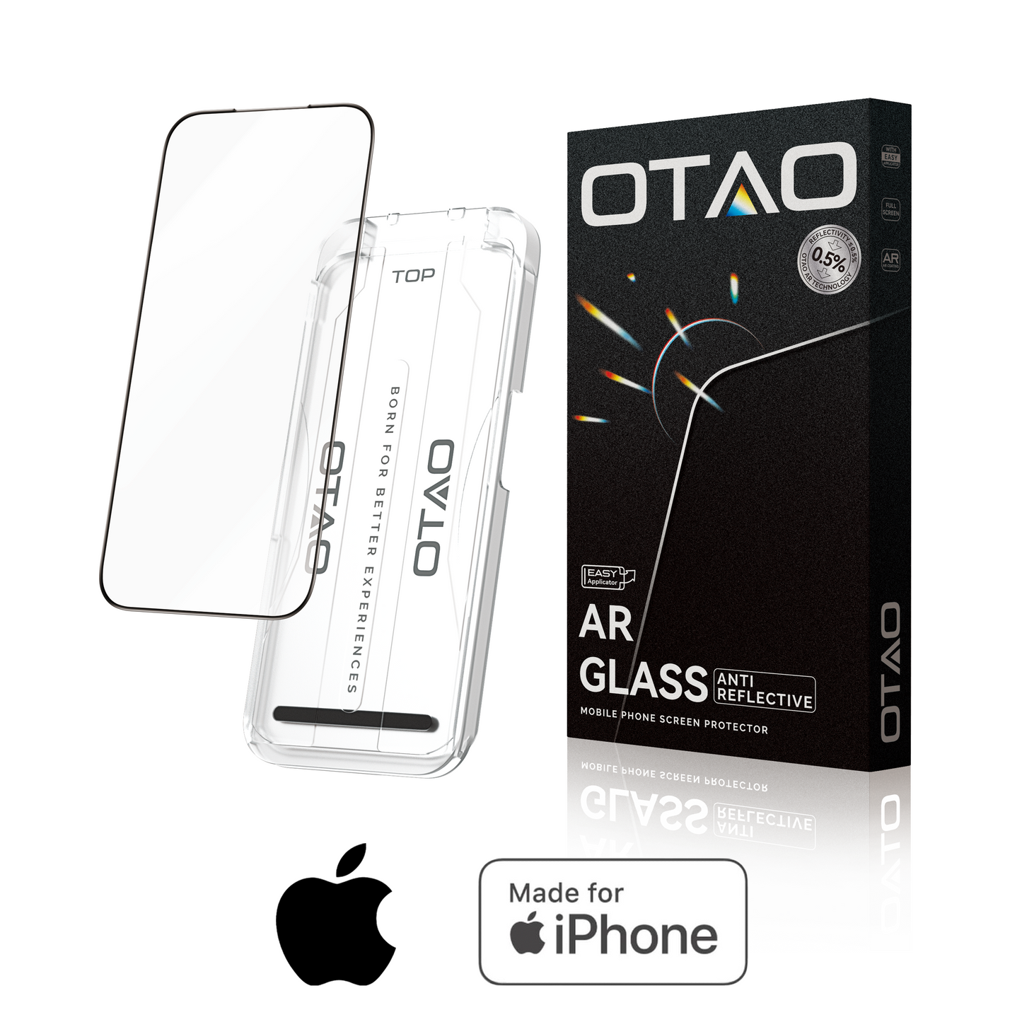 Vidrio Templado Antireflex para iPhone. Incluye colocador preciso
